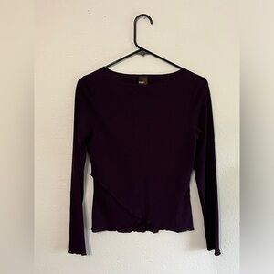 Boat Neck Crisscross Ruffle Top